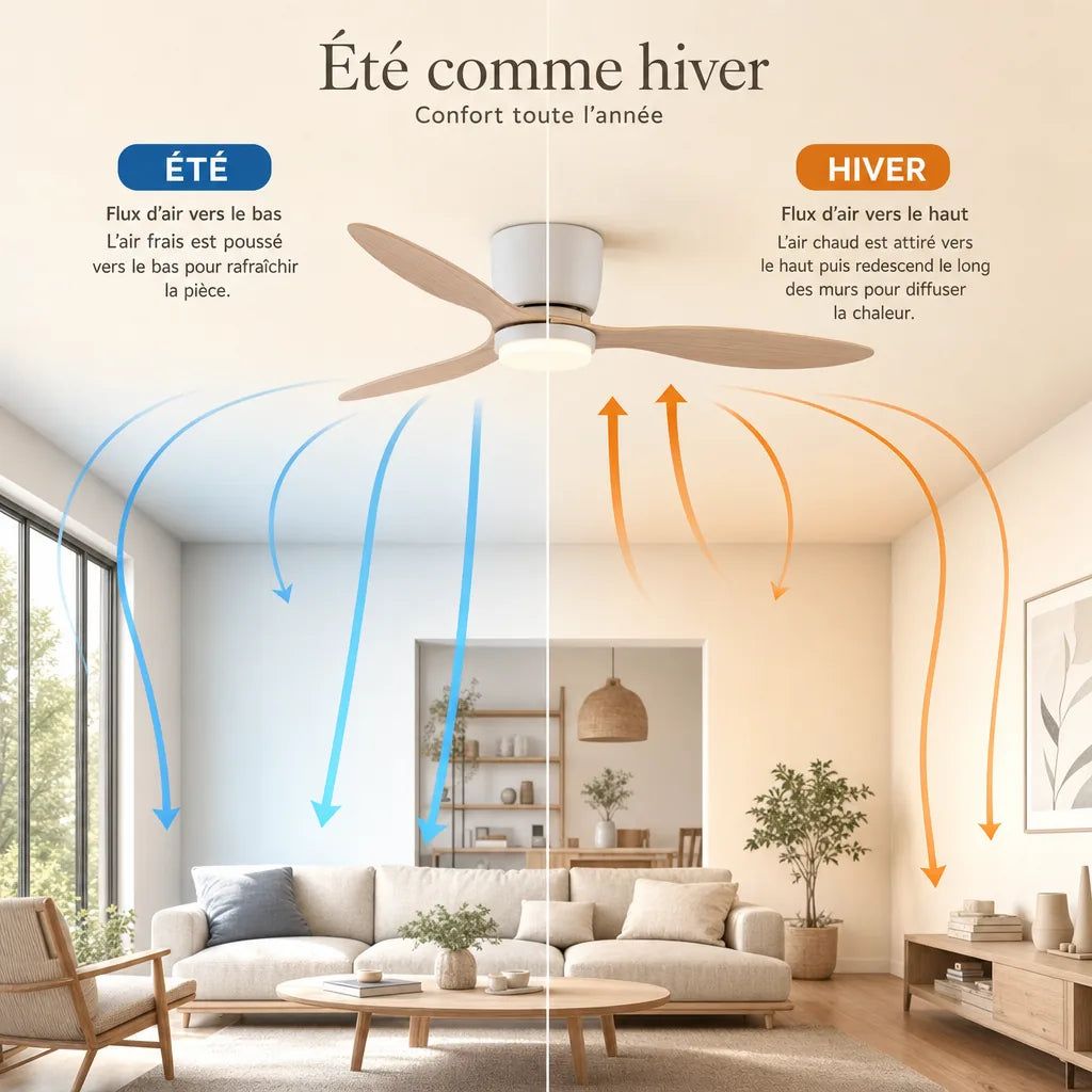 Schéma flux d'air été hiver