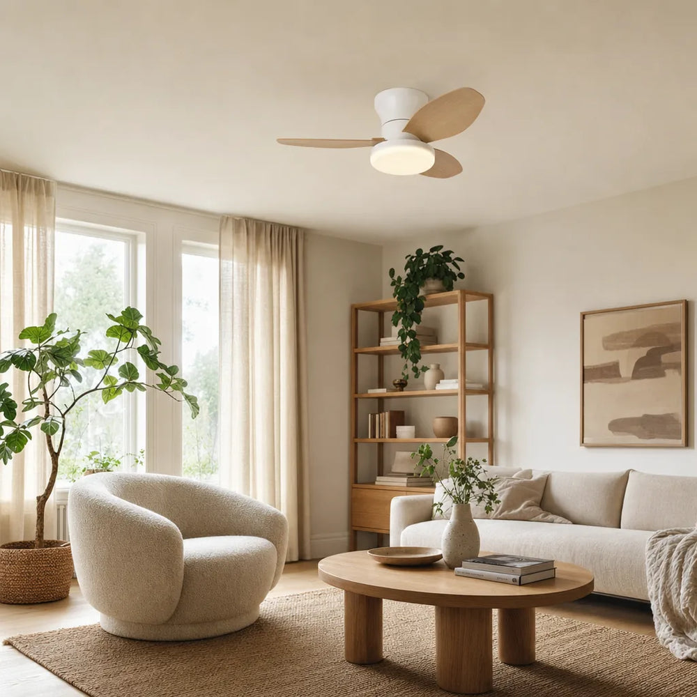 Ventilateur Nord bois dans un salon